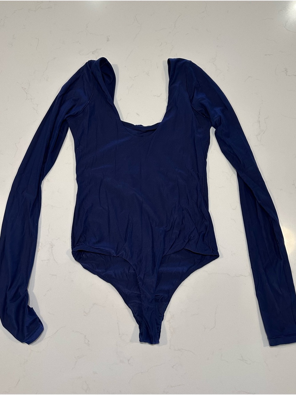 Aerie Smoothez Navy Long-Sleeve Scoop Neck Bodysuit